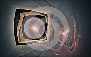 Digital generated image in the form of abstract geometric shapes of various shades and colors for use in web design and computer