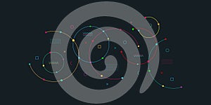 Digital geometric background with plexus circles. Abstract vector illustration of minimalistic design
