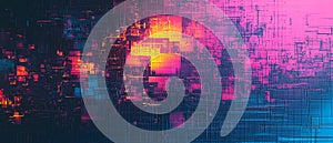 Digital Glitch Abstract Design with Distorted Elements