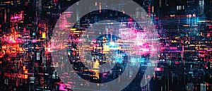 Digital Glitch Abstract Design with Distorted Elements