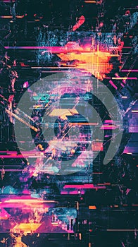 Digital Glitch Abstract Design with Distorted Elements