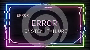 Digital Glitch Error System Failure Neon Frame