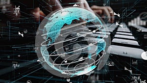 Digital Global Connectivity Abstract Illustration with Data Visualization Elements Representing Technology and