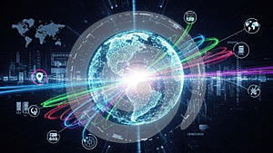 Digital Global Network Connectivity Futuristic Technology Visualization