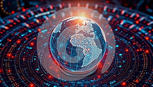 Digital Global Network Illuminated Sphere Cyberspace Technology Data