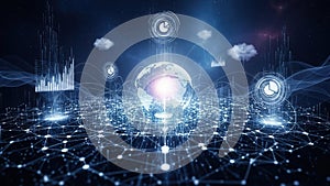 Digital Global Network Technology Concept with Data Visualization