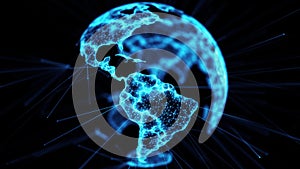 Digital globe big data social network Earth planet hologram 4k alpha matte loop