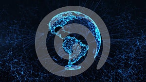 Digital globe big data social network Earth planet hologram 4k loop background