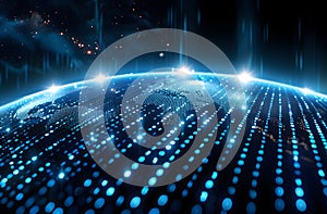 Digital globe with binary code patterns representing global data transfer