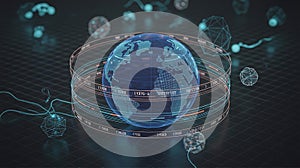 Digital globe data streams geometric spheres image