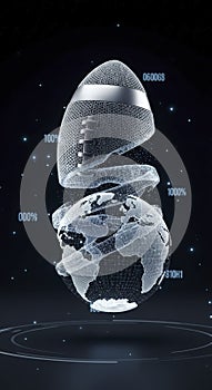 Digital Globe with Data Visualization Elements