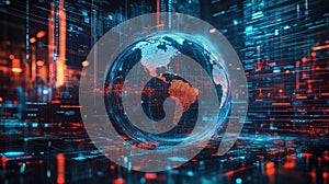 Digital globe displaying data connections global network