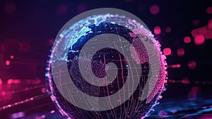 Digital globe displaying global network and technology connection