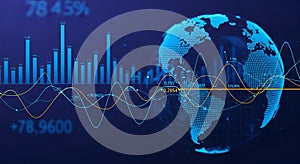 Digital Globe with Financial Data and Market Trends