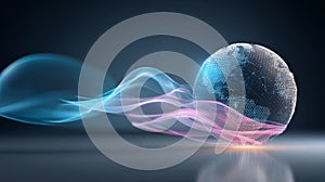 Digital globe with flowing light effects