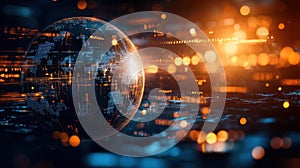 Digital Globe A Futuristic Visualization of Global Connectivity and Network Communication