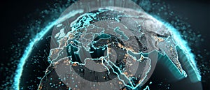 Digital Globe with Network Connections and Data Points