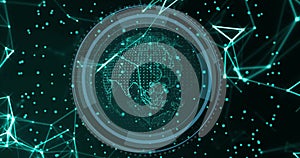 Digital globe with network connections and data processing image