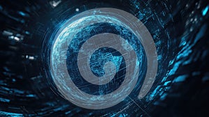 Digital globe simulating global network and data communication