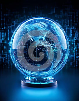 Digital globe with technological network overlay