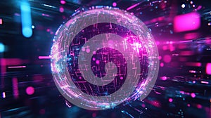 Digital globe transmitting data across global network sphere