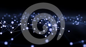 Digital glowing network nodes connecting information grid