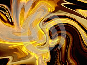 Digital gold abstract background with liquify flow