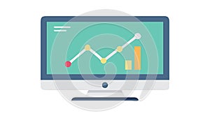 Digital Graph on Computer Screen for Data Analysis, vector design Generative AI