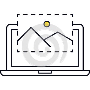 Digital graphic design icon on vector laptop