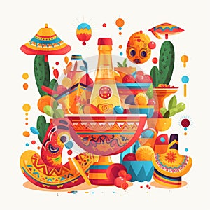 A bright and colorful Cincy de Mayo Illustration.