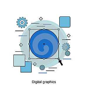 Digital graphics, computer art, creative design vector concept