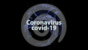 Digital graphics globe sphere with Covid-19.