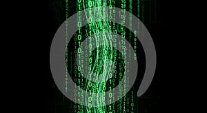 Digital Green Binary Code Stream Abstract Dark Background