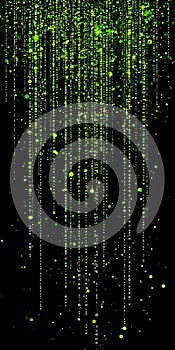 Digital Green Code Raining Down on Black Background, Programming, Cybersecurity, Matrix