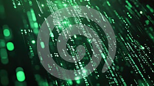 Digital green data flowing matrix code background