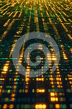 Digital green interface with pixelated data stream