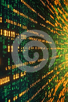 Digital green interface with pixelated data stream