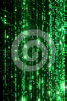 Digital Green Matrix Code Binary Background Texture Portrait Images Generative AI