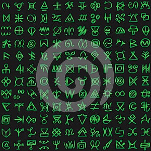 Digital green matrix and computer code symbols vector seamless background.