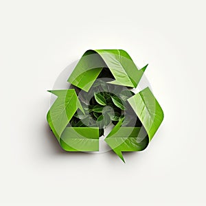 Digital Green Recycling Plant Leaves Arrow Logo Recycle Compost Symbol Environmental Waste Rubbish Design Garbage Graphic