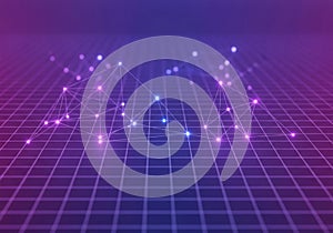 Digital grid with glowing network connections