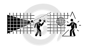 Digital Grid Interaction - Virtual Reality Tech Interface, vector design Generative AI