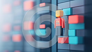 Digital guardian figure hovering over a server room, symbolizing network protection