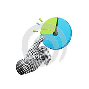 Digital Hand Analyzing Pie Chart Data