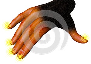 Digital Hand connection, fingers, touch impulses