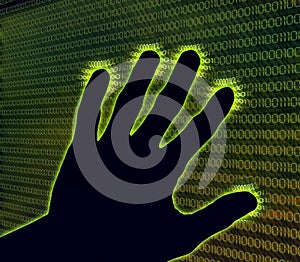 Digital hand touch the cyberspace