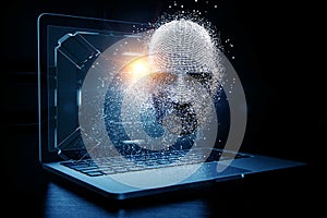 Digital head, artificial intelligence concept