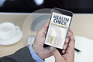 Digital HEALTH CHECK Concept working with computer interface as