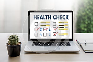 Digital HEALTH CHECK Concept working with computer interface as