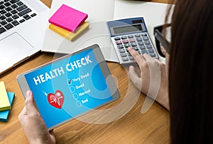 Digital Health Check Healthcare Concept doctor working with comp